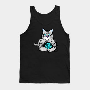 Gray Tabby Cat With Yarn Tank Top